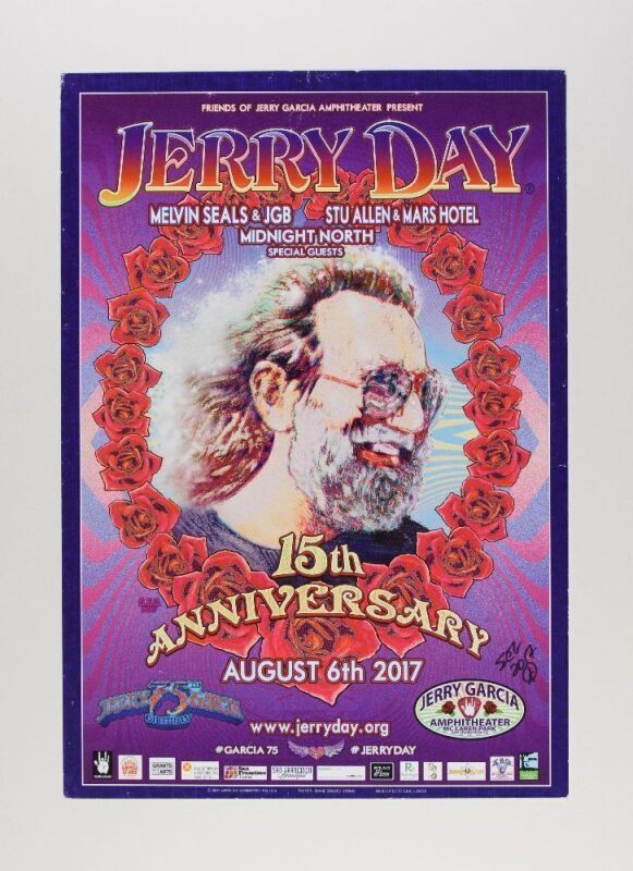 2017 Melvin Seals & JGB 15th Annual Jerry Day McLaren Park Signed Grogg Poster Excellent 79