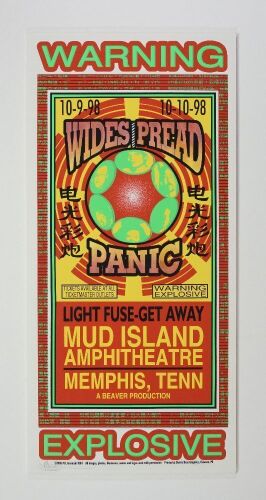 1998 Mark Arminski Widespread Panic Mud Island Amphitheatre Signed Arminski Poster Mounted