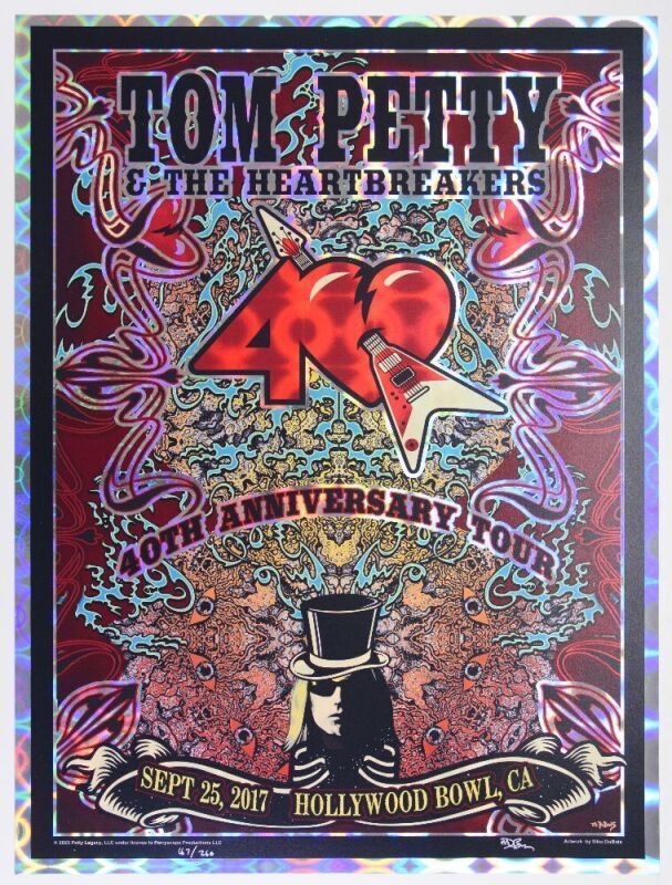 2023 Mike DuBois Tom Petty & the Heartbreakers The Hollywood Bowl Foil LE Signed DuBois Poster Mint 93