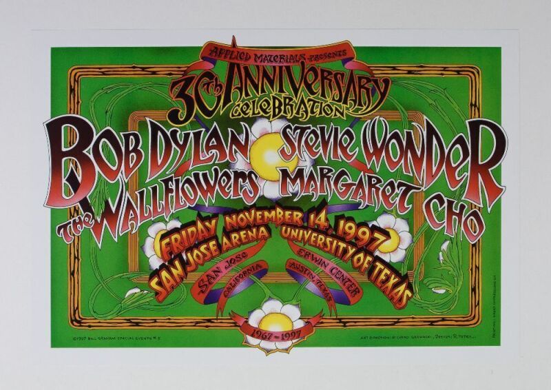 1997 BGSE-5 Bob Dylan Stevie Wonder San Jose Arena & Erwin Center Austin Poster Mint 91