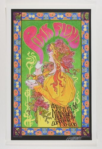 1966 Pink Floyd The Marquee Commemorative Signed Masse Poster Near Mint 89