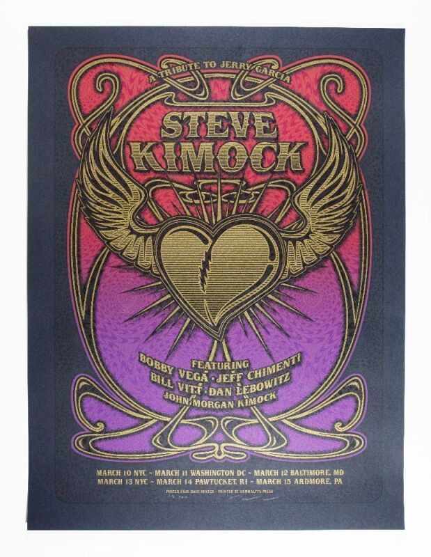 2015 Dave Hunter Steve Kimock Jerry Garcia Tribute LE Signed Hunter Poster Mint 95