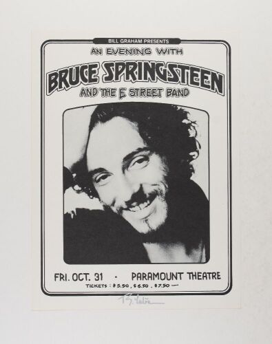 1975 Bruce Springsteen Paramount Theatre Signed Tuten Poster Near Mint 89