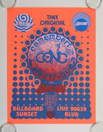 1997 Gong Farflung The Billboard Club Los Angeles Signed Band Poster Near Mint 81