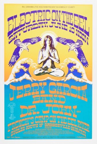 1989 Jerry Garcia Band Dr John French's Camp Electric on the Eel Poster Excellent 79