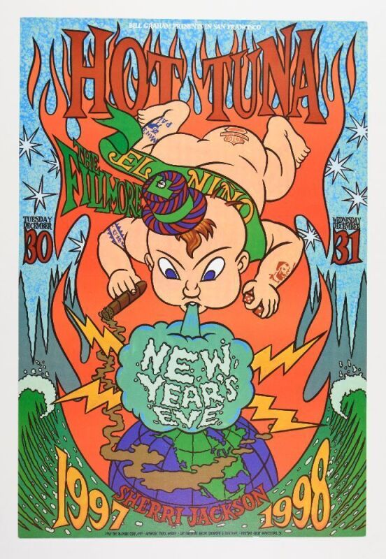 1997 Chuck Sperry Hot Tuna New Years Eve The Fillmore Poster Near Mint 85