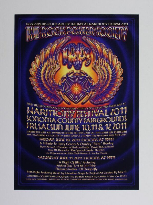 2011 Dave Hunter TRPS Harmony Festival Sonoma County Fairgrounds Poster Near Mint 89