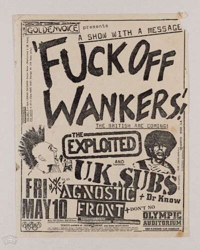 1985 The Exploited U.K. Subs Olympic Auditorium Flyer Extra Fine 65