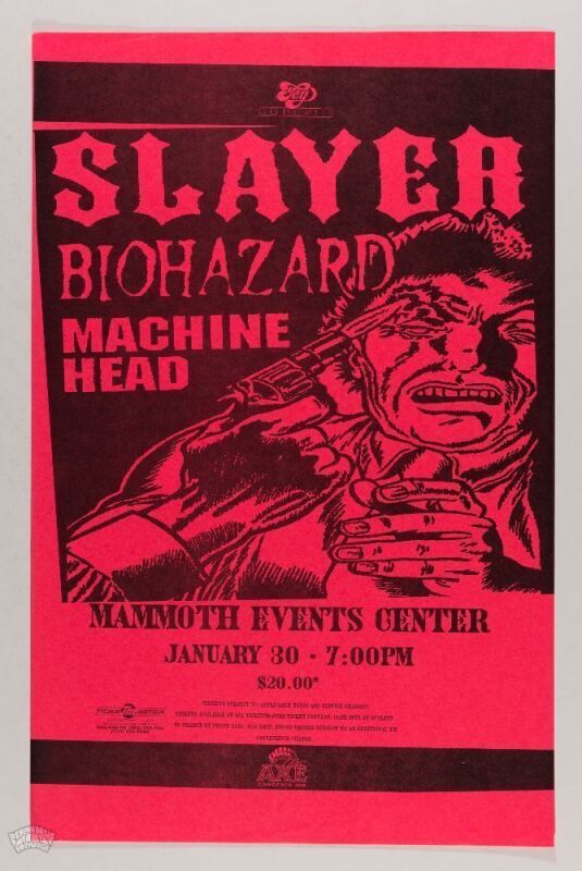 1995 Slayer Mammoth Events Center Denver Poster Mint 91