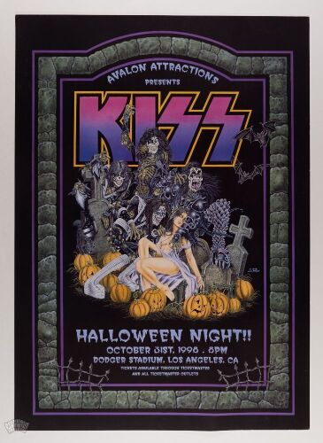 1998 Kiss Halloween Dodger Stadium Poster Excellent 79