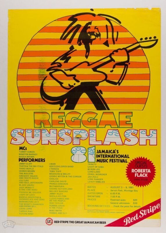 1981 Jimmy Cliff Toots & the Maytals Reggae Sunsplash Festival Montego Bay Poster Extra Fine 65