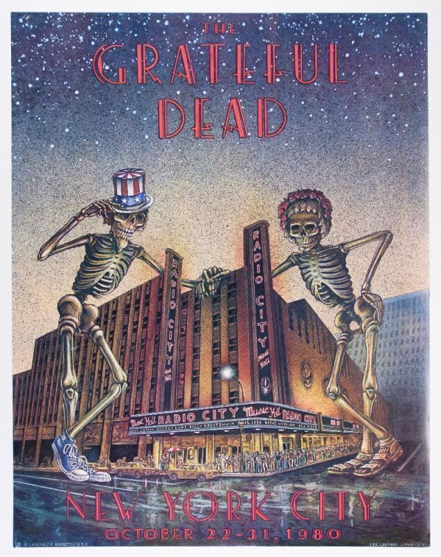 1980 Grateful Dead Radio City Music Hall Poster Near Mint 83