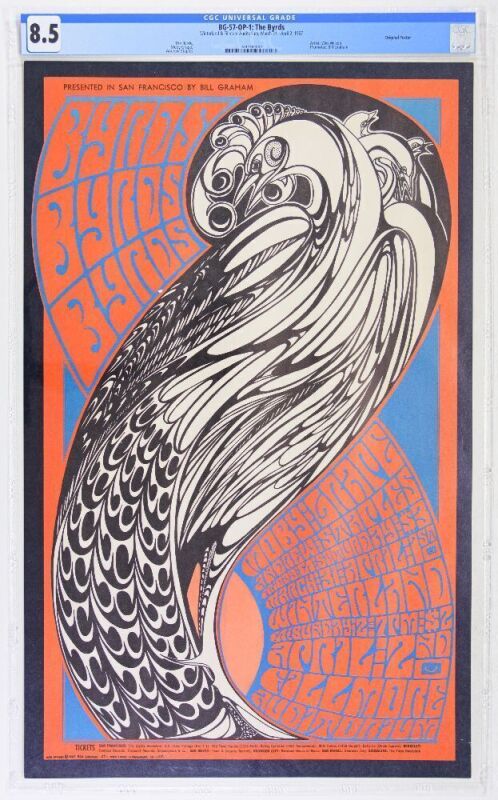 1967 BG-57 The Byrds Winterland & Fillmore Auditorium Poster CGC 8.5