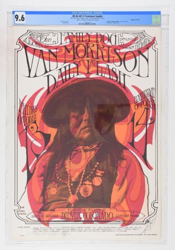 1967 FD-D6 Van Morrison 1601 W Evans Street Denver Signed Kelley & Mouse Poster CGC 9.6