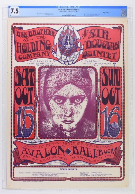 1966 FD-30 Big Brother Janis Joplin Avalon Ballroom Poster CGC 7.5