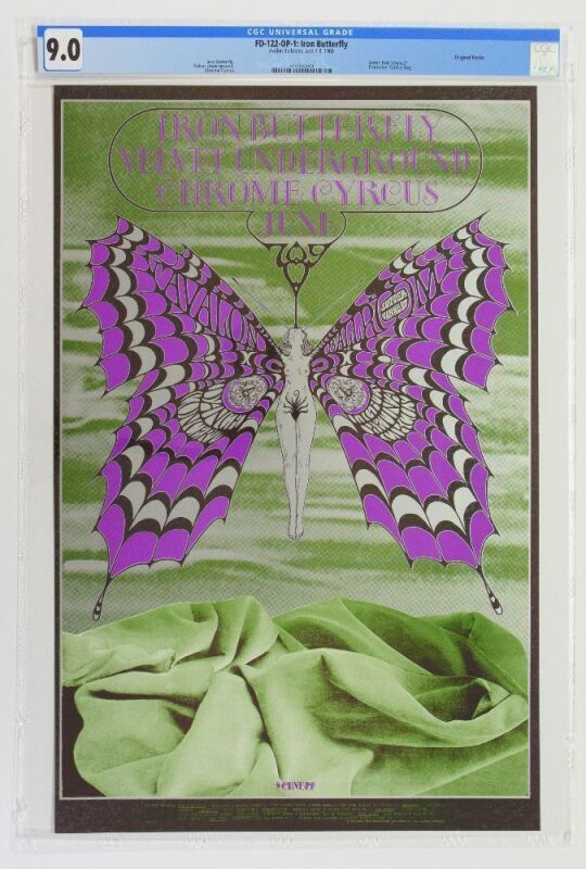 1968 FD-122 Iron Butterfly Velvet Underground Avalon Ballroom Poster CGC 9.0