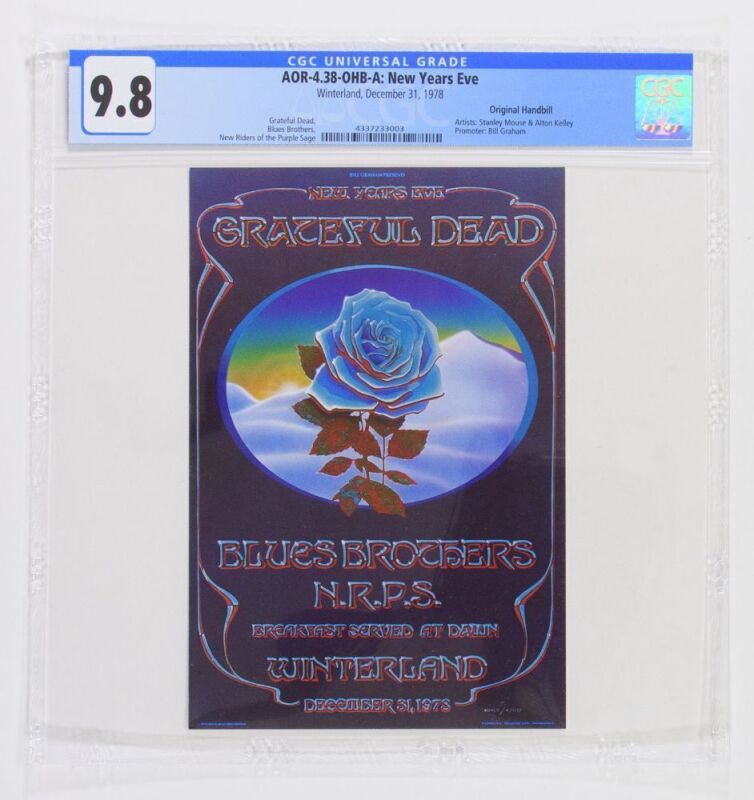 1978 AOR-4.38 Grateful Dead Winterland NYE Blue Rose Handbill CGC 9.8