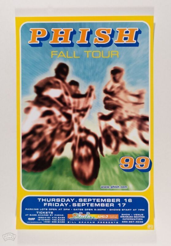 1999 Phish Shoreline Amphitheater Poster Mint 95
