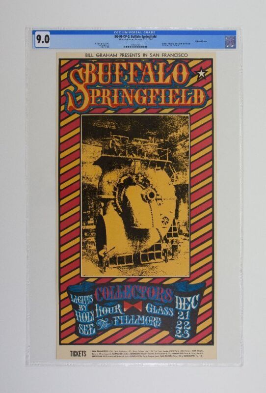 1967 BG-98 Buffalo Springfield Hour Glass Fillmore Auditorium Poster CGC 9.0