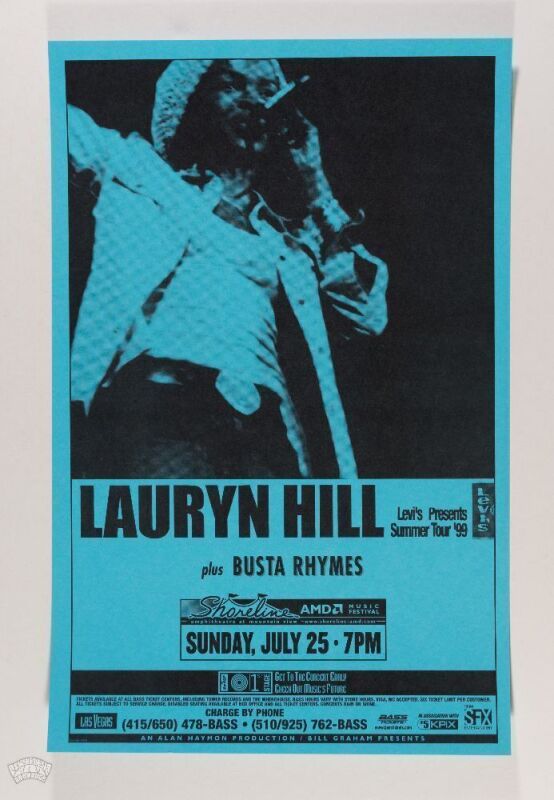 1999 Lauryn Hill Shoreline Amphitheater Poster Mint 95