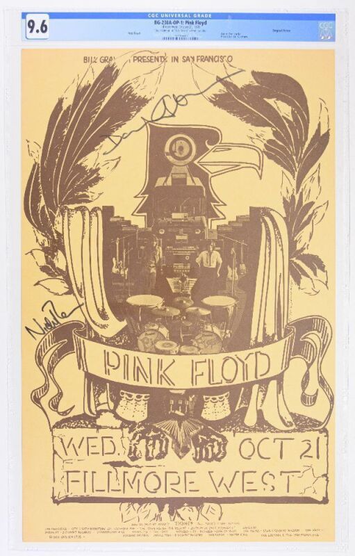 1970 BG-230A Pink Floyd Fillmore West Signed David Gilmour & Nick Mason Poster CGC 9.6