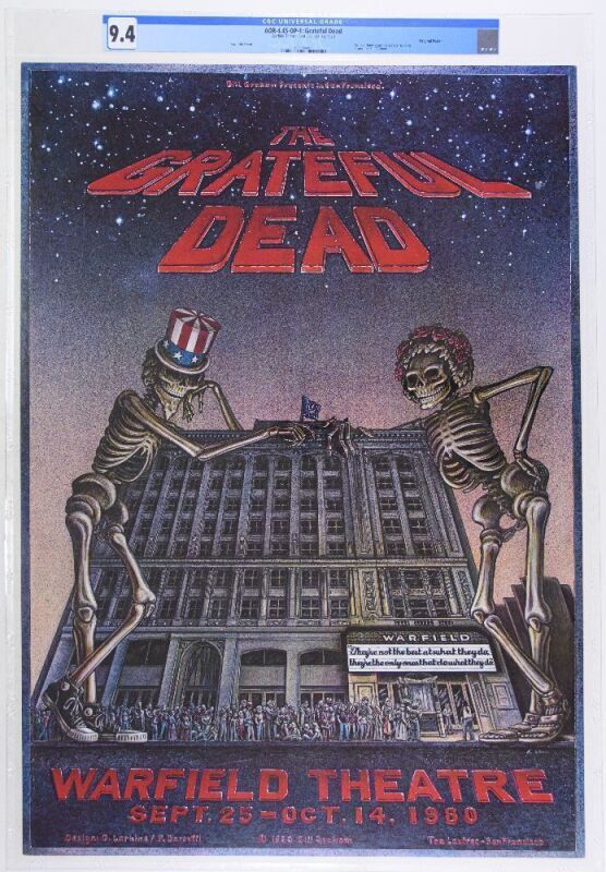 1980 AOR-4.45 Grateful Dead The Warfield Theater Poster CGC 9.4