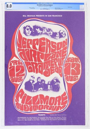 1966 BG-23 Jefferson Airplane Grateful Dead Fillmore Auditorium RP2 Poster CGC 8.0