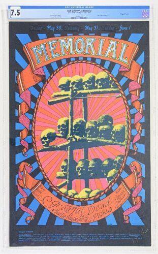 1968 AOR-2.160 Alton Kelley Grateful Dead Charlie Musselwhite Carousel Ballroom Poster CGC 7.5