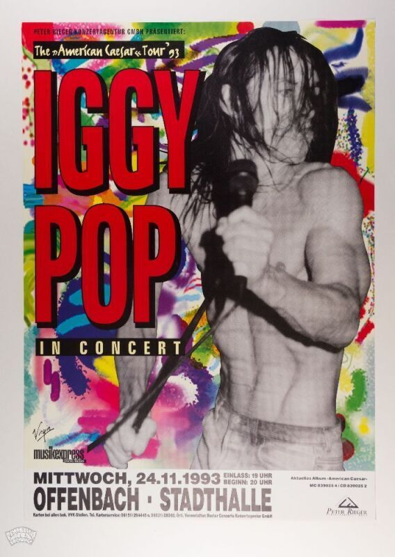 1993 Iggy Pop Stadthalle Offenbach Germany Poster Excellent 79