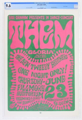 1966 BG-12 Them with Van Morrison Fillmore Auditorium RP2 Poster CGC 9.6