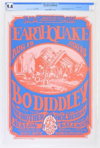 1966 FD-21 Bo Diddley Big Brother Avalon Ballroom RP2 Poster CGC 9.4