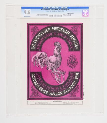 1966 FD-32 Quicksilver Messenger Service Avalon Ballroom Handbill CGC 9.6