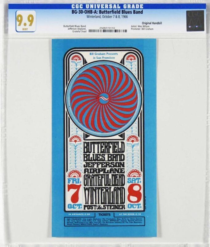 1966 BG-30 Grateful Dead Jefferson Airplane Paul Butterfield Winterland Handbill CGC 9.9