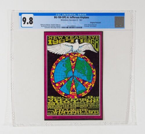 1967 BG-100 Jefferson Airplane Big Brother Janis Joplin NYE Winterland Postcard CGC 9.8