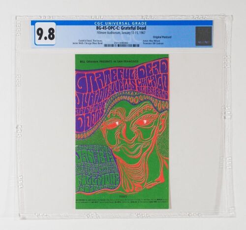 1967 BG-45 Grateful Dead The Doors Fillmore Auditorium Postcard CGC 9.8