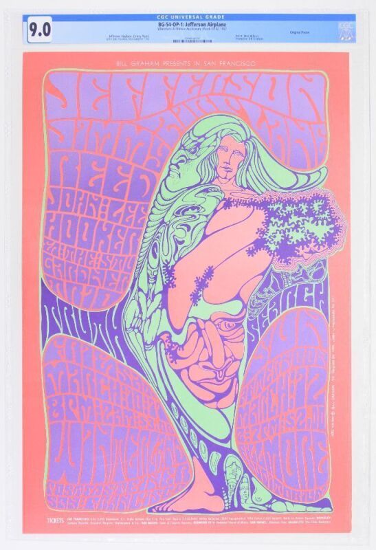 1967 BG-54 Jefferson Airplane Winterland & Fillmore Auditorium Poster CGC 9.0