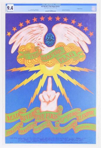 1968 FD-104 The 13th Floor Elevators Electric Flag Avalon Ballroom Poster CGC 9.4