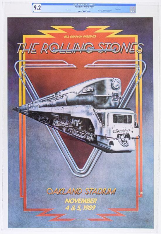 1989 BGP-34 Rolling Stones Oakland Stadium Poster CGC 9.2