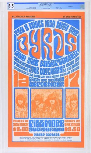 1966 BG-28 The Byrds Wildflower Fillmore Auditorium Poster CGC 8.5