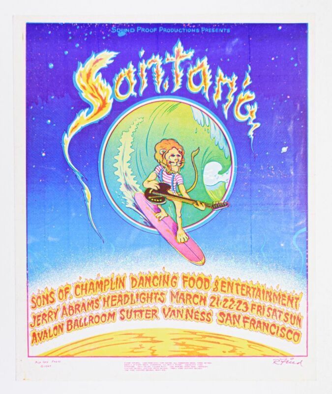 1969 AOR-2.31 Bob Fried Santana Sons of Champlin Soundproof Avalon Ballroom Poster Near Mint 81