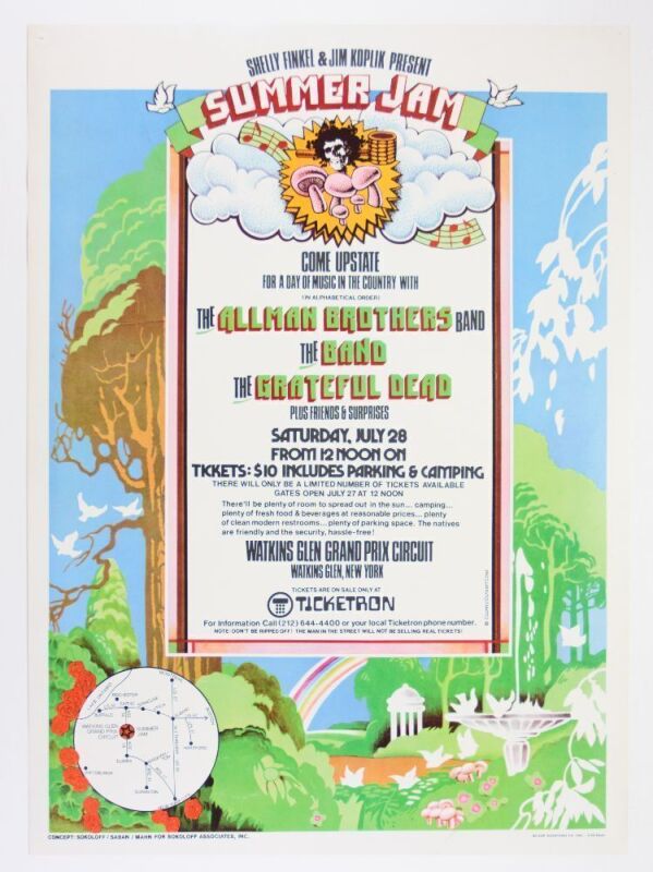 1973 AOR-4.231 Grateful Dead Allman Brothers The Band Summer Jam Watkins Glen Poster Near Mint 81