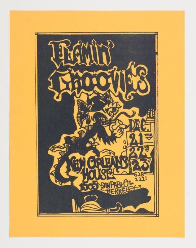 1967 Flamin' Groovies New Orleans House Berkeley Handbill Near Mint 81