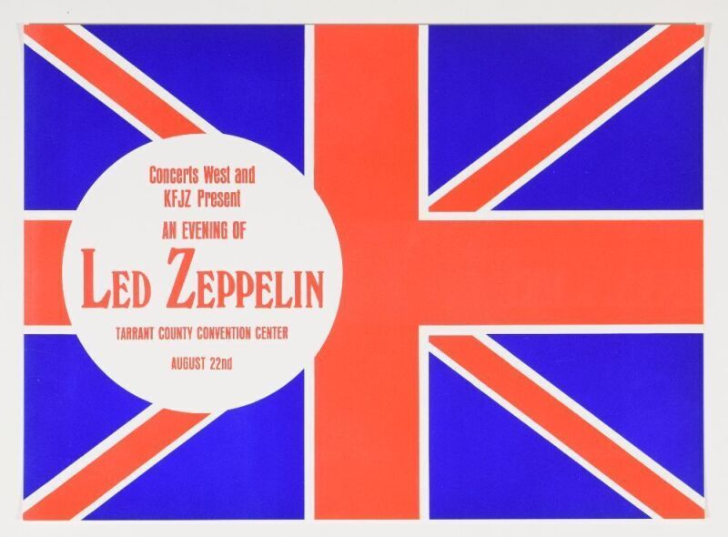 1970 Led Zeppelin Tarrant County Convention Center Fort Worth Handbill Near Mint 89