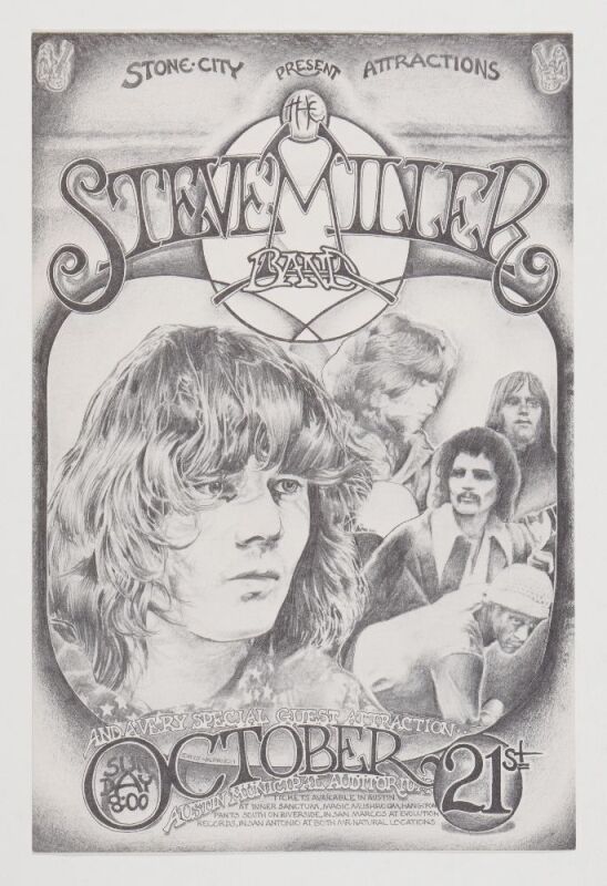 1973 Steve Miller Band Austin Municipal Auditorium Handbill Mint 91
