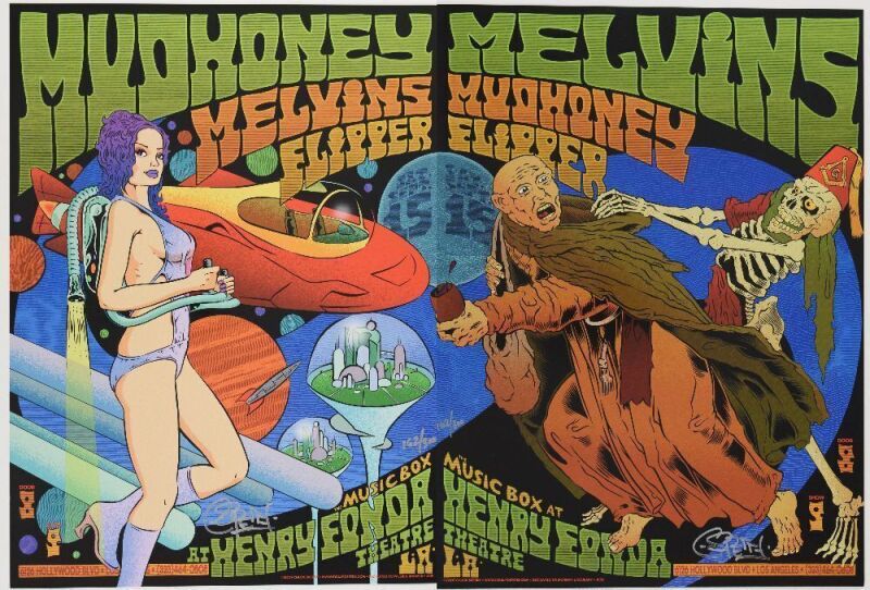 2007 Mudhoney The Melvins Henry Fonda Theatre Diptych LE Signed Sperry Posters Near Mint 89