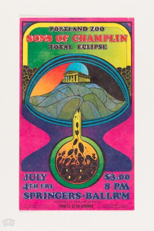 1969 Sons of Champlin Portland Zoo Total Eclipse Springers Ballroom Portland Handbill Mint 91