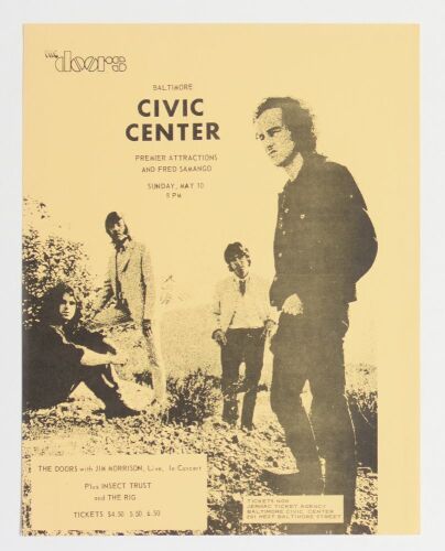 1970 The Doors The Baltimore Civic Center Handbill Near Mint 81