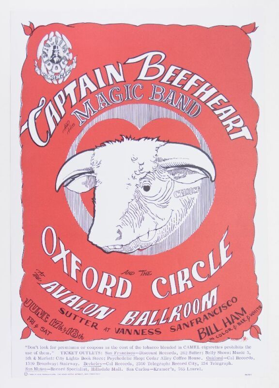 1966 FD-13 Captain Beefheart & His Magic Band Avalon Ballroom RP2 Poster Near Mint 87