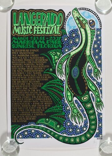 2007 Jeff Wood Trey Anastasio Band Widespread Panic Langerado Festival LE Signed Wood Poster Mint 95