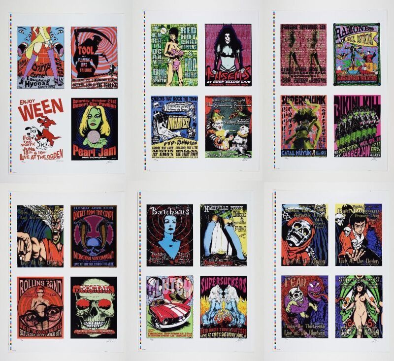 2006 Lindsey Kuhn Collection of 6 Ween Ramones Cramps Rollins Band LE Signed Kuhn Uncut Sheets